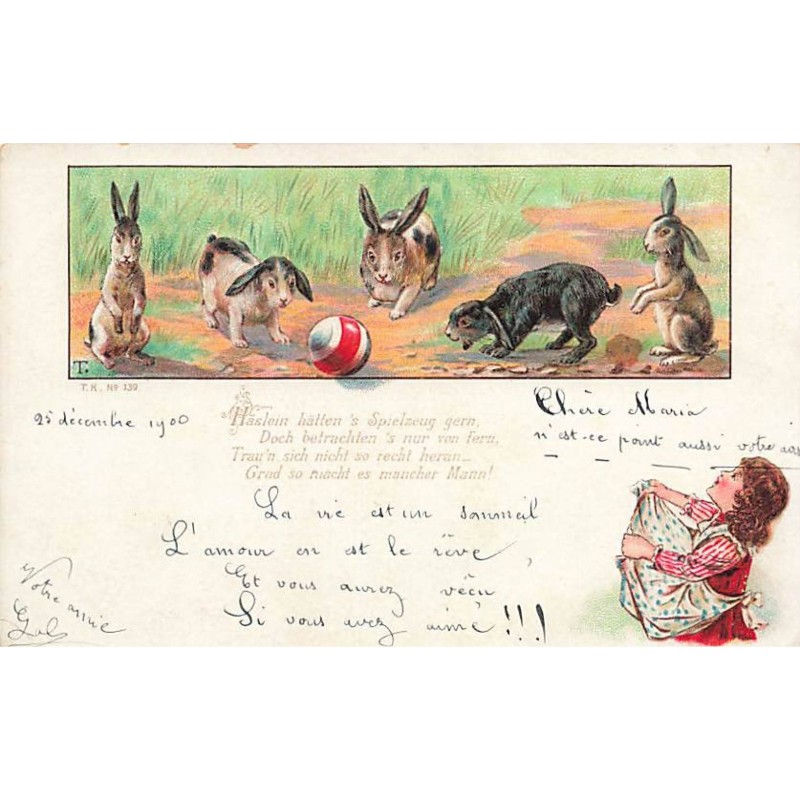 n°23990 - T.R. n°139 - Groupe de Lapins et Fillette
