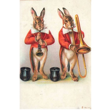 n°23991 - n°747 - Lapins habillés jouant de la musique