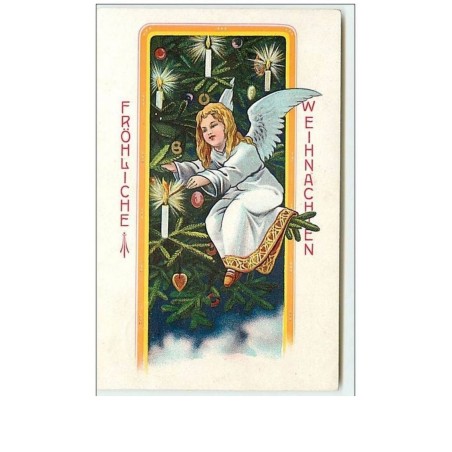 n°10097 - Carte Fantaisie - Fröhliche Weihnachten - Ange allumant une bougie