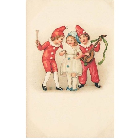 n°23996 - Style Flatscher - Pierrots et Colombine trinquant