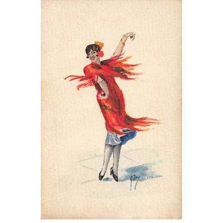 n°24011- Illustrateur - Gaby -  Jeune femme jouant des castagnettes