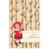 n°24015 - Carte Gaufrée - Pâques - Fröhliche Ostern - Fillette avec une branche de fleurs de coton