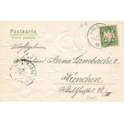 n°24015 - Carte Gaufrée - Pâques - Fröhliche Ostern - Fillette avec une branche de fleurs de coton