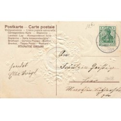 n°24038 - Carte Gaufrée - Prosit Neujahr - Cochons - Trèfle