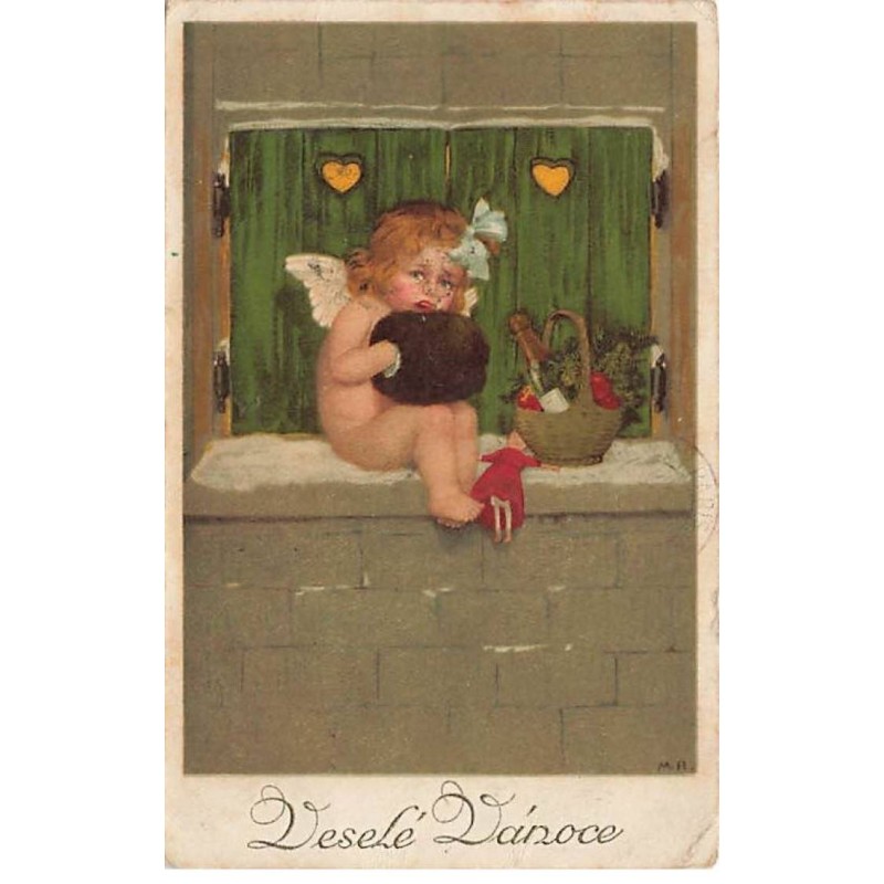n°24039 - Veselé Vanoce - Flatscher - Angelot grelotant sur le bord d'une fenêtre