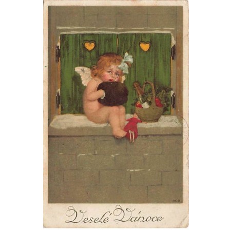 n°24039 - Veselé Vanoce - Flatscher - Angelot grelotant sur le bord d'une fenêtre