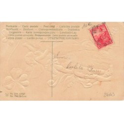 n°24043 - Carte Gaufrée - Anges voulant attraper un trèfle