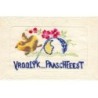 n°24052 - Carte Brodée - Vroolÿk Paaschfeest - Poussin sortant d'un oeuf - Pâques