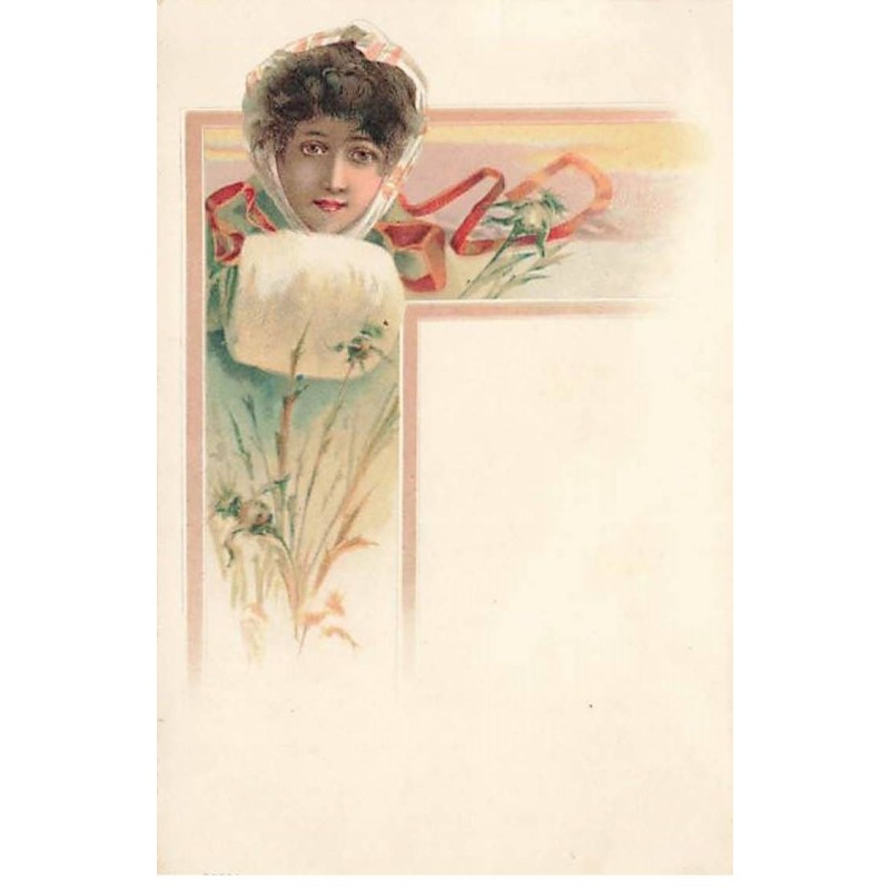 n°24063 - Fantaisie - Jeune femme avec un manchon