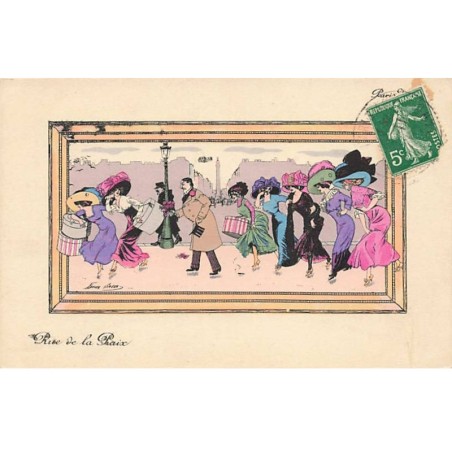 n°24067 - Illustrateur - X. Sager - Rue de la Paix - Femmes et homme se promenant