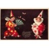 n°24088 - Clapsaddle - Bonne Année - Deux enfants portant des tenues de clowns - éventail