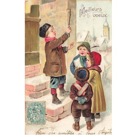 n°24093 - Carte Gaufrée - Nouvel An - Meilleurs Voeux - Une chorale d'enfants