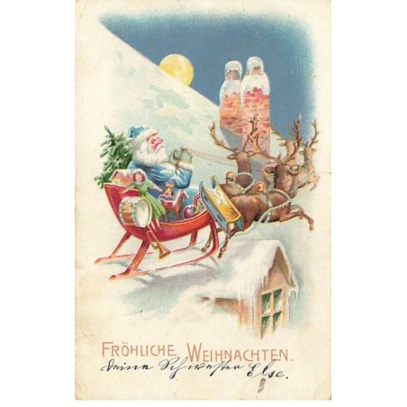 n°24112 - Fröhliche Weihnachten - Père Noël dans son traineau