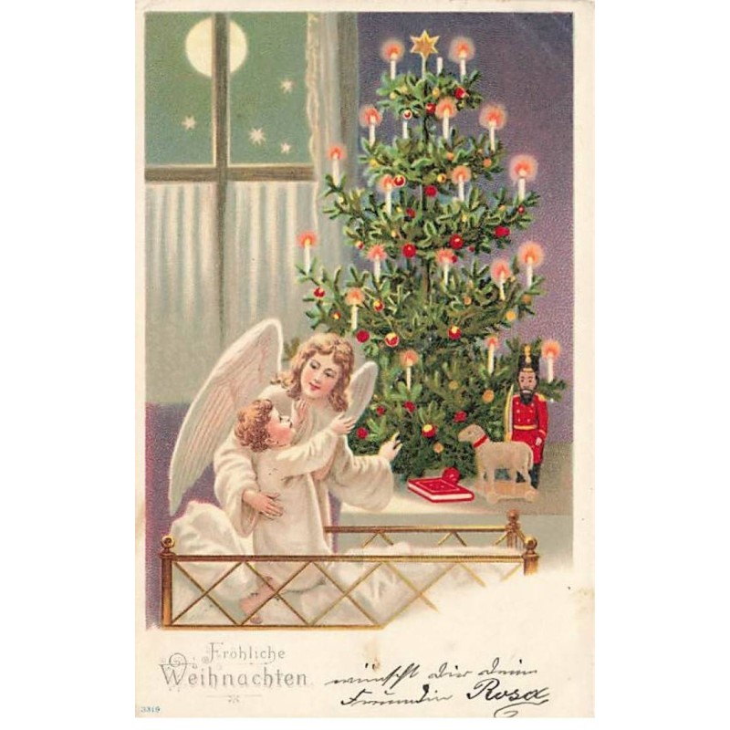 n°24115 - Fröhliche Weihnachten - Ange Gardien montrant le sapin à un enfant