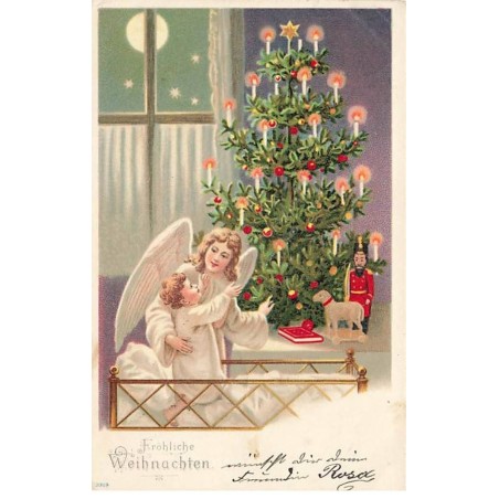n°24115 - Fröhliche Weihnachten - Ange Gardien montrant le sapin à un enfant