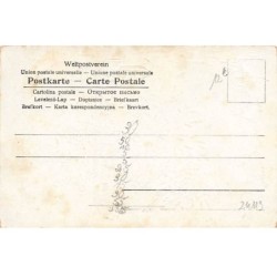 n°24119 - Carte Gaufrée - Fröhliche Weihnachten - Angelots coupant des sapins