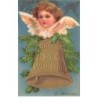 n°24120 - Carte Gaufrée - Fröhliche Weihnachten - Clapsaddle - Tête d'Ange et cloche