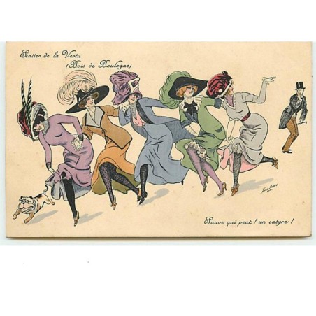 n°11717 - Carte Illustrateur - Xavier Sager - Sentier de la Vertu (Bois de Boulogne) - Bouledogue