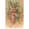 n°24126 - Carte Gaufrée - Fröhliche Weihnachten - Ange Gardien et Angelot s'endormant sur ses genoux