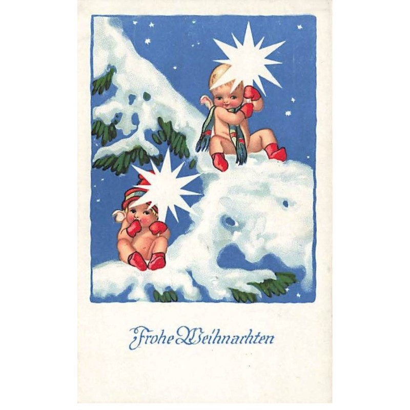 n°24134 - Frohe Weihnachten - Angelots sur les branches enneigées d'un sapin