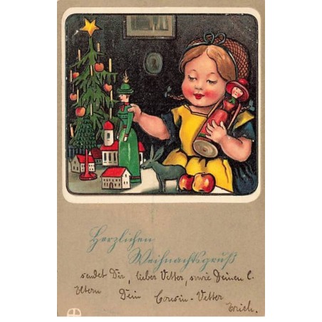 n°24140 - Carte Gaufrée - Fillette avec des Jouets