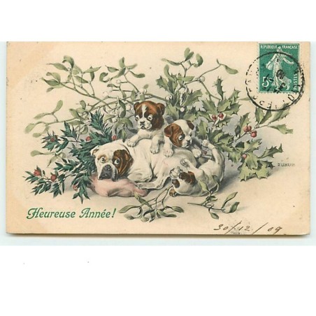 n°11726 - Carte Illustrateur - MM Vienne n°466 - Heureuse Année - Bouledogue