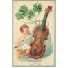 n°24144 - Carte Gaufrée - Nouvel An - Bébé jouant du Violon