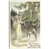 n°11729 - Carte Fantaisie Gaufrée - Fröhliche Weihnachten - Ange et Biche
