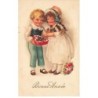 n°24175 - Clapsaddle - Bonne Année - Couple d'enfants mangeant des chocolats