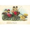 n°24177 - Joyeuses Pâques - Poussins habillés dans un carrosse