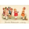 n°24194 - Anniversaire - Flatscher - Enfants apportant des cadeaux et des fleurs
