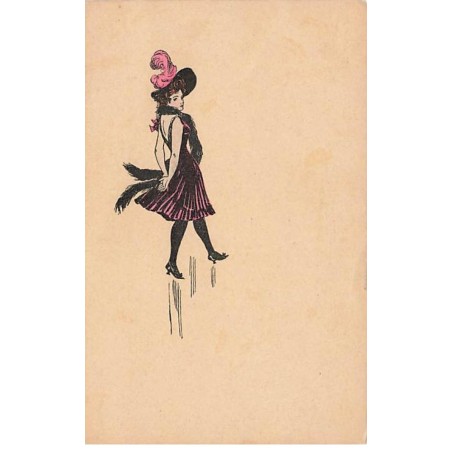 n°24201 - Illustrateur - MM Vienne n°35 - Jeune femme portant un chapeau à plume et un boa