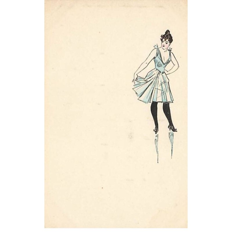n°24202 - Illustrateur - MM Vienne - Jeune femme portant une robe bleue ciel