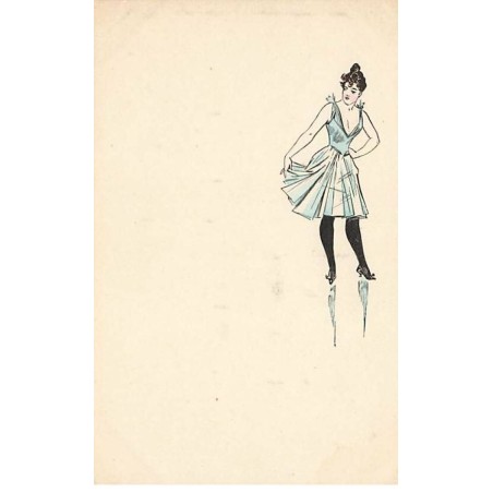 n°24202 - Illustrateur - MM Vienne - Jeune femme portant une robe bleue ciel