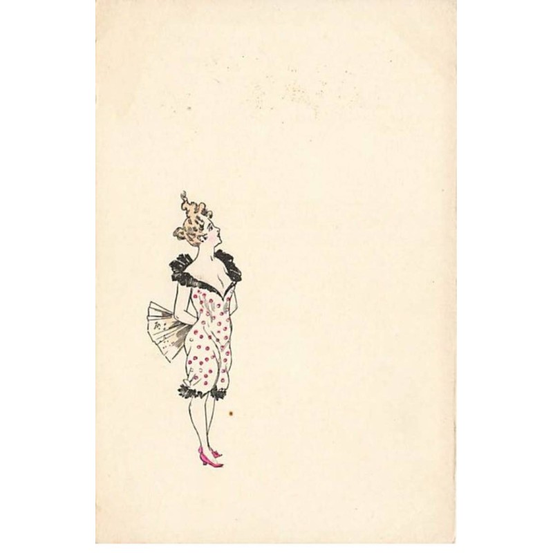 n°24203 - Illustrateur - MM Vienne - Jeune femme portant une robe blanche à pois, et tenant un éventail