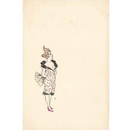 n°24203 - Illustrateur - MM Vienne - Jeune femme portant une robe blanche à pois, et tenant un éventail