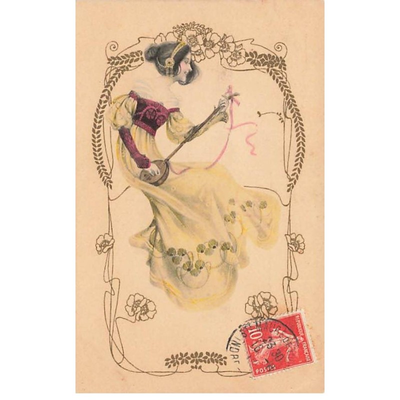 n°24205 - Illustrateur Art Nouveau - MM Vienne n°128 - Jeune femme jouant de la musique
