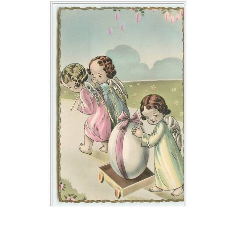 n°2421 - Angelots transportant un oeuf de Pâques