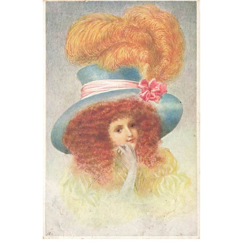n°24210 - Illustrateur - MM Vienne n°459 - Jeune femme rousse portant un grand chapeau avec des plumes rousses