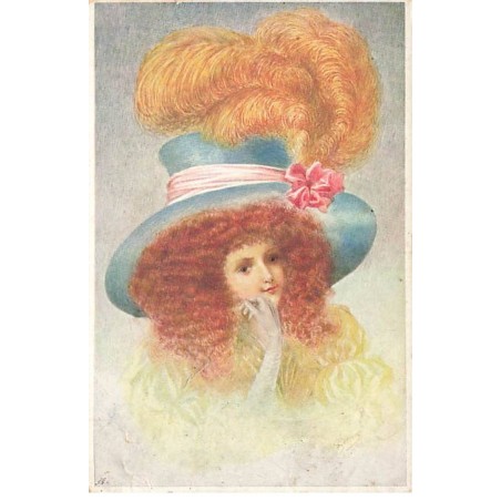 n°24210 - Illustrateur - MM Vienne n°459 - Jeune femme rousse portant un grand chapeau avec des plumes rousses