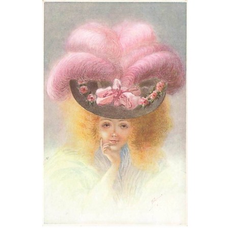 n°24211 - Illustrateur - MM Vienne n°459 - Jeune femme rousse portant un grand chapeau avec des plumes roses