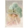 n°24212 - Illustrateur - MM Vienne n°459 - Jeune femme rousse portant un grand chapeau avec des plumes vertes