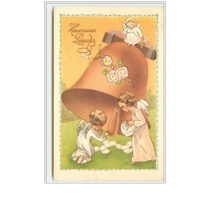 n°2422 - Heureuses Pâques - Angelots et cloche