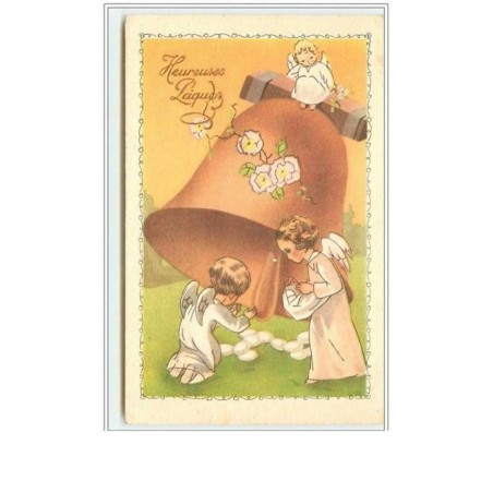 n°2422 - Heureuses Pâques - Angelots et cloche