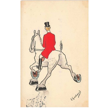 n°24253 - Illustrateur - E. Gabard - Cavalier casaque rouge sur son cheval - MM Vienne n°384