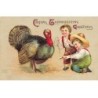 n°24272 - Carte Gaufrée - Clapsaddle - Cordial Thanksgiving Greetings - Garçons près d'une dinde