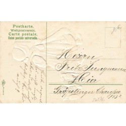 n°24276 - Carte Gaufrée  - Anniversaire - Fillette tirant un mouton à roulette