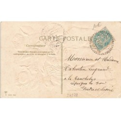 n°24278 - Carte Gaufrée  - 1er Avril - Le sort enfin nous est commun .... - Deux cochons habillés croquant un poisson