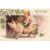n°24279 - Carte Gaufrée - Clapsaddle - Bonne Année 1905 - Ange sur le dos d'un cochon