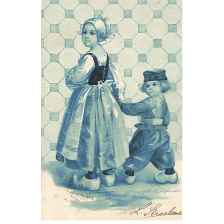 n°24288 - Illustrateur - E. H. Clapsaddle - Une jeune fille et un petit garçon, hollandais